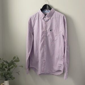 American Eagle Mens Button Down. Size‎ Large. Blue/Pink Plaid Men’s